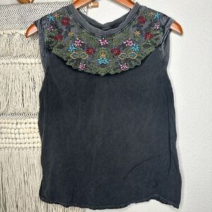 ecote sleeveless embroidered top (small)
